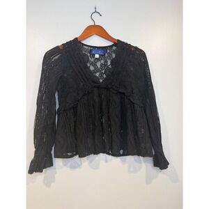 Blue‎ Rain Womens Blouse Small Whimsigoth Fairy Grunge Dark Romantic Goth Witchy